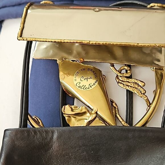 Copa Collection's vintage one of a kind crossbody black and brass handbag. - Picture 8 of 12